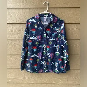 Wondershop Intimates Sleepwear Wondershop Women Flannel Pajamas Set Santas Hot Air Balloon Christmas Xs Poshmark